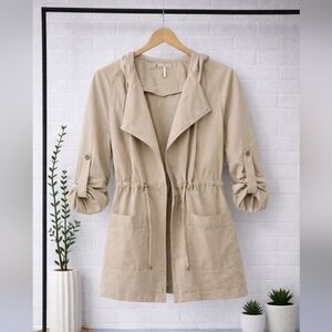 Medium Love Tree Long Line Women's Tan Jacket Trench Rain Brown Nude Cinch Waist